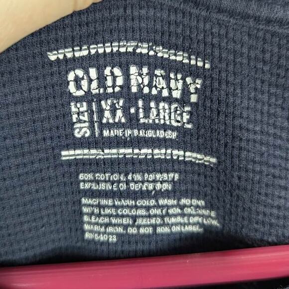 Old Navy Shirt XXL Navy Long Sleeve Thermal Waffle Knit Tribeca NYC 93 Graphic - Picture 4 of 10
